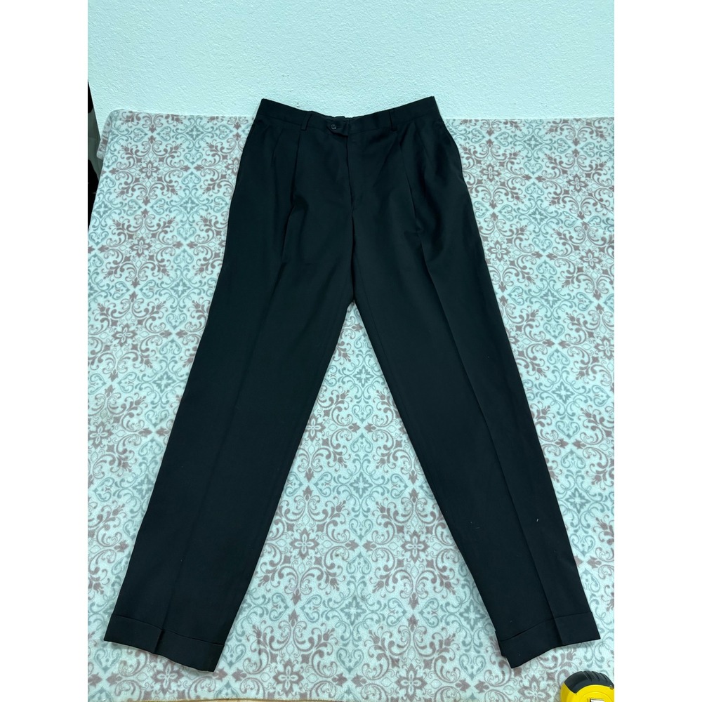 Jos. A. Bank Signature Collection Black Pleated Cuffed Dress Pants Mens 31x28